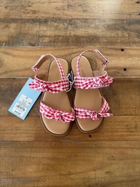 Kids Red Gingham Knot Sandals